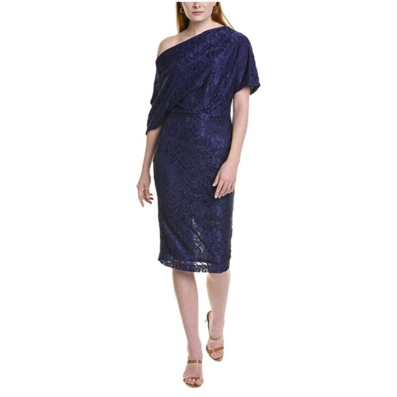 Alexia Admor Dress Small Lace Off Shoulder Cocktail Midi Sheath Party Wedding - Picture 11 of 11